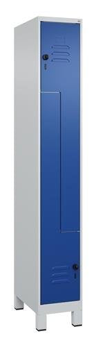 Garderobenschrank Classic PLUS Füße 300mm lichtgrau/enzianblau 2 Abt. C+P