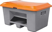 Streugutbehälter L1210xB820xH680mm 400l GFK grau/orange m.Entnahmeönffnung