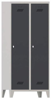 Garderobenschank m.Füßen u.Drehriegel H1850xB800xT500mm grau/grau 2 Abt.PAVOY