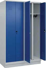 Garderobenschrank m.Sockel H1950xB1200xT500mm grau/blau 4 Abteile C+P