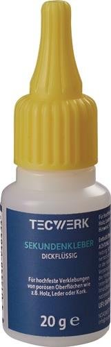 Sekundenkleber dickflüssig 20g farblos Flasche TECWERK