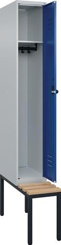Garderobenschrank m.untergebauter Sitzbank H2120xB300xT815mm grau/blau 1Abt.C+P