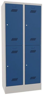 Garderobenschrank H1850xB800xT500 lichtgrau/enzianblau 4 Abt. PAVOY