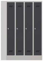 Garderobenschank m.Drehriegel H1850xB1200xT500mm lichtgrau/grau 4 Abt.PAVOY