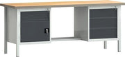 Werkbank PW700 B2000xT700xH840mm Buche Multiplex grau anthrazitgrau 4Schubl.1Tür