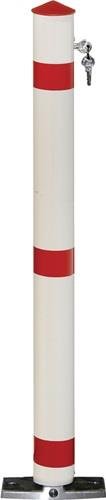 Sperrpfosten Alu.rot-weiß D.75mm Kippbar,z.Aufdübeln m.Fußbestätigung URBANUS