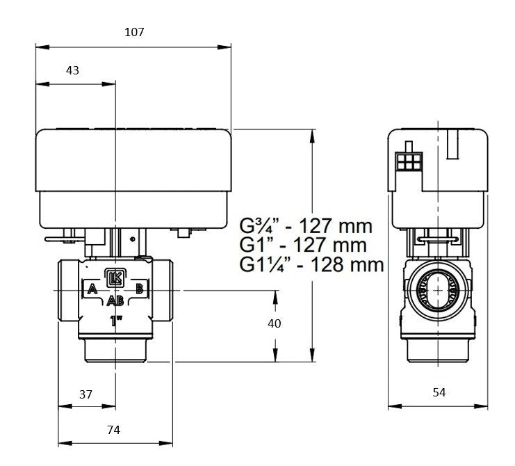 COMFORT 3-Wege-Zonenventil DN 32 (11/4) ohne Motor IG Kvs-Wert 8,0cbm/h