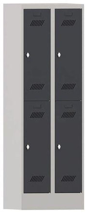 Garderobenschrank H1850xB600xT500mm lichtgrau/anthrazitgrau 4 Abt. PAVOY