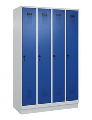 Garderobenschrank Evolo PLUS Sockel 1200mm lichtgrau/enzianblau 4 Abt.C+P