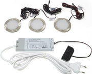 3-er Set Einbauleuchte Chip Warmweiß 12 V 12 W Rahmenfarbe Edelstahloptik L&S