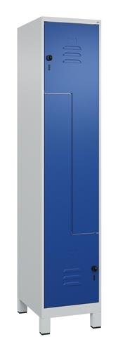 Garderobenschrank Classic PLUS Füße 400mm lichtgrau/enzianblau 2 Abt. C+P