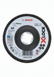 Fächerschleifscheibe X-LOCK BfM X571 D.115mm Körnung 60 abgew. m.Fibertragplatte