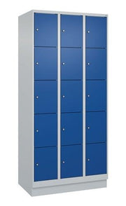 Fächerschrank Evolo PLUS 900mm Sockel lichtgrau/enzianblau Fächer 3 x 5 C+P