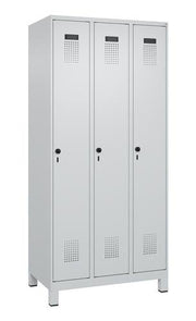 Garderobenschrank Evolo PLUS Füße 900mm lichtgrau/lichtgrau 3 Abt.C+P