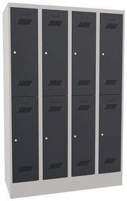 Garderobenschrank H1850xB1200xT500 lichtgrau/anthrazitgrau 8 Abt. PAVOY