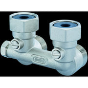 HU Single-pipe connection block, corner type, G 3/4 with cone inserts, brass nickel-plated