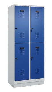 Garderobenschrank Evolo PLUS Sockel 800mm lichtgrau/enzianblau 4 Abteile C+P