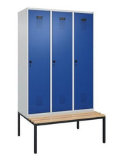 Garderobenschrank Evolo PLUS Gestell 1200mm lichtgrau/enzianblau 3 Abt.C+P